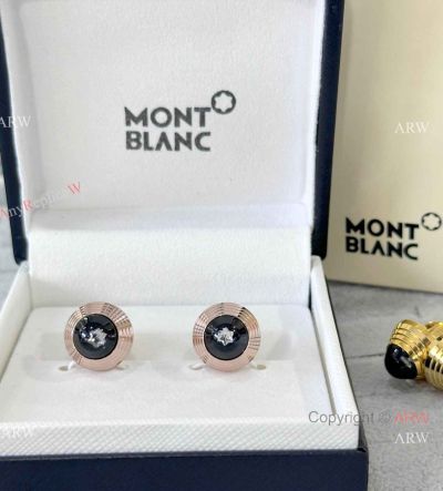 Copy Mont blanc Rose Gold Cufflinks Diamond floating stars